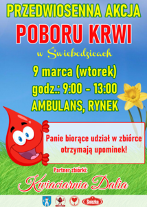 Plakat przedwiosennej akcji pobory krwi