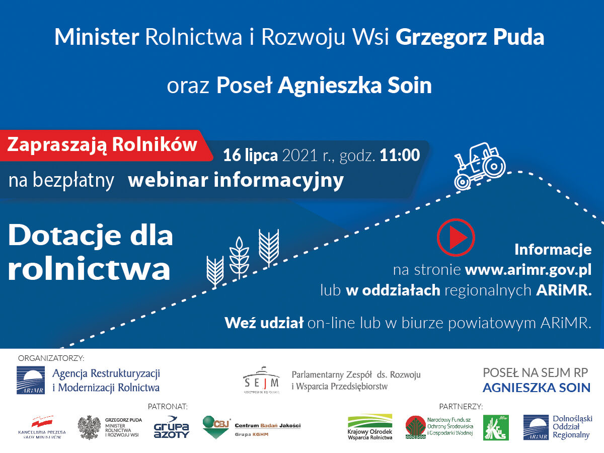 plakat dotyczący  webinaru informacyjnego dla mieszkańców Dolnego Śląska