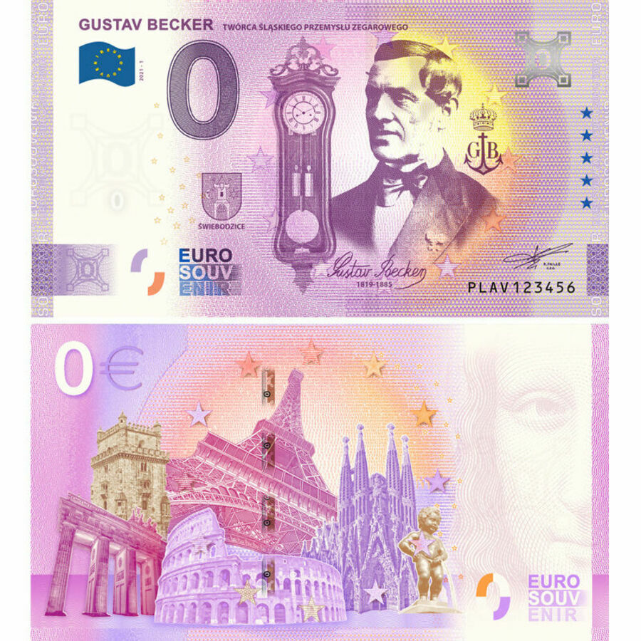 Na zdjęciu widoczny jest banknot 0 euro