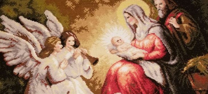 Obrazek wyswany - Anioły, Jezus, Maria, Józef i baranek