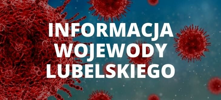 Grafika z wirusami i napisem INFORMACJA WOJEWODY LUBELSKIEGO