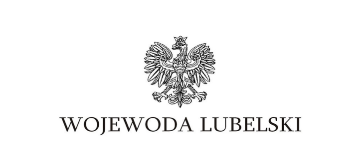 Logo  Orła Białego z koroną nad napisem "WOJEWODA LUBELSKI" w czcionce kapitalik.
