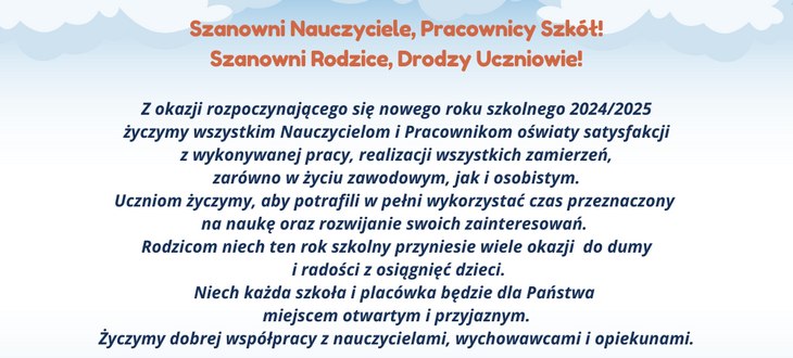 Zdjęcie przedstawia plakat lub kartkę z życzeniami z okazji Dnia Nauczyciela z grafiką, zawierającą tekst, jabłka na książkach i wesołe postacie.