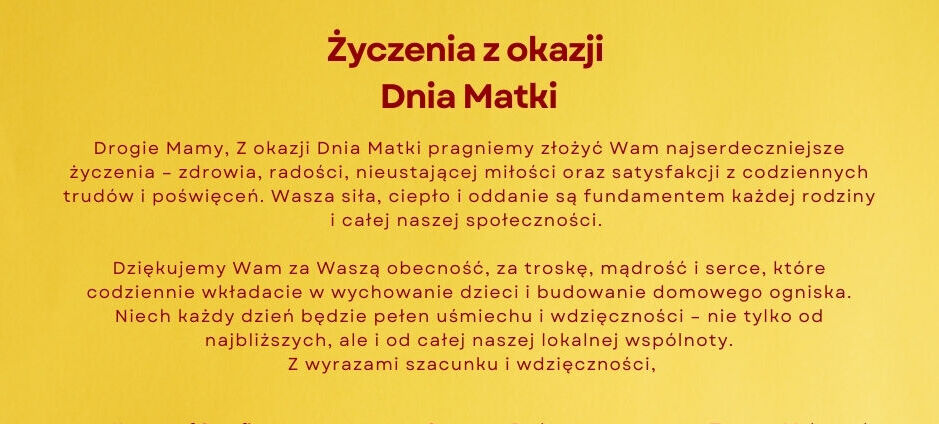 Życzenia z okazji 
Dnia Matki
