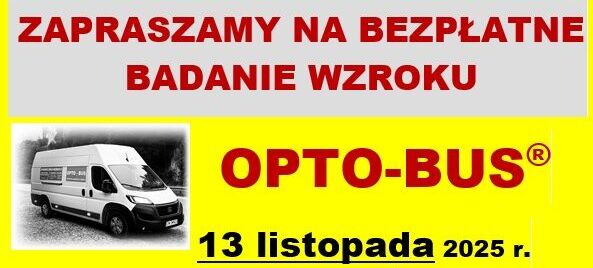 Plakat informujący o bezpłatnym badaniu wzroku. Dzień: 13 listopada 2025, w godz. 14:00-15:30. Lokalizacja: Trzydnik Duży, przy Urzędzie Gminy. Zapisy pod numerem: 570 107 107.