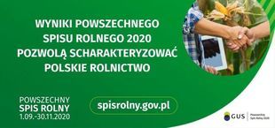 Baner z napisem Wyniki powszechnego Spisu Rolnego 2020 pozwolą scharakteryzować polskie rolnictwo