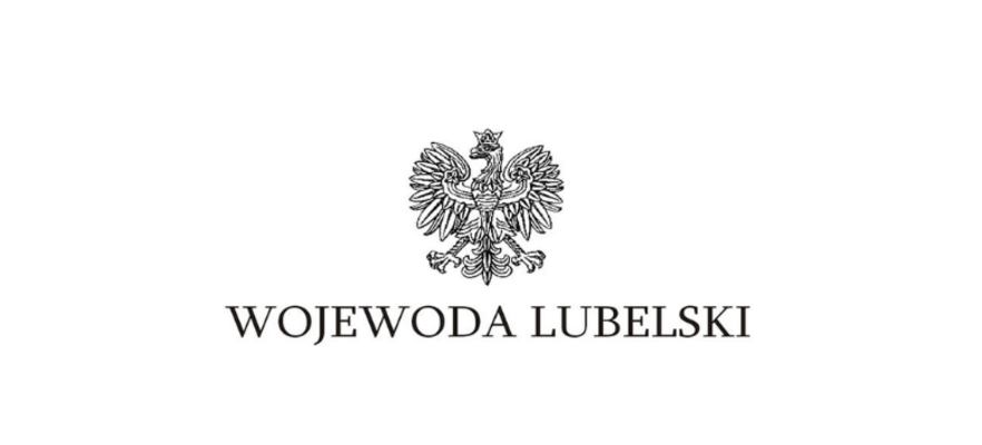 Logo z orłem w koronie na górze i napisem "WOJEWODA LUBELSKI" poniżej.
