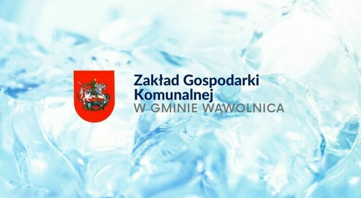 Herb gminy i napis Zakład gospodarki komunalnej w Gminie Wąwolnica