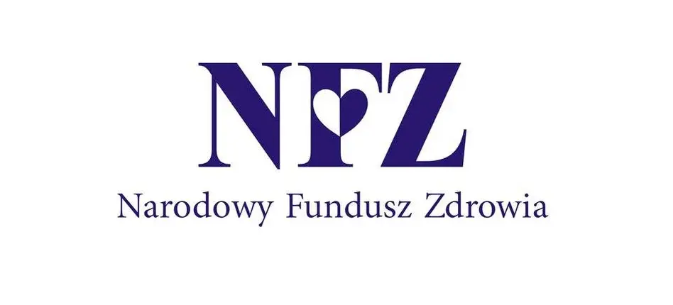 Logo Narodowego Funduszu Zdrowia w Polsce, składające się z dużych niebieskich liter "NFZ" nad pełną nazwą instytucji.