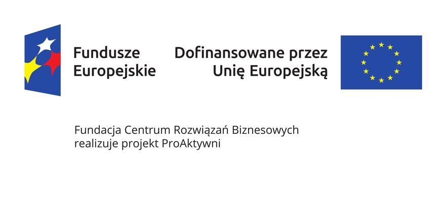Plakat informacyjny o dofinansowaniu z UE. Zawiera logo Funduszy Europejskich i UE, informację o Fundacji Centrum Rozwiązań Biznesowych, logo Województwa Lubelskiego oraz kwotę dofinansowania: 872 482,50 zł.