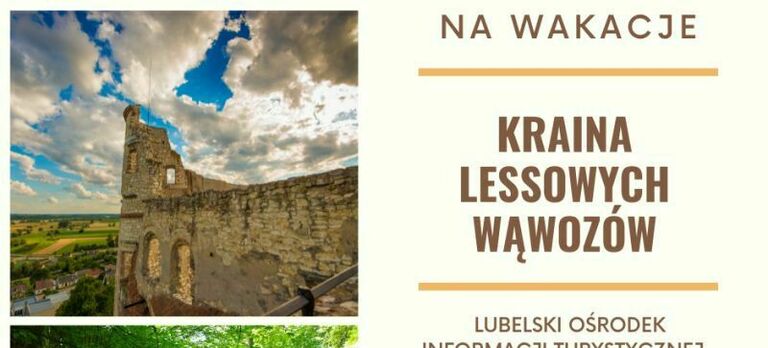 zdjęcie ruin i napis kraina lessowych wąwozów