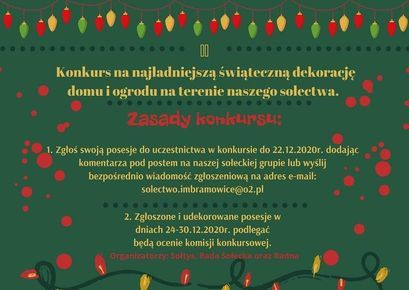 Konkurs na najładniejszą świąteczną dekorację w Imbramowicach