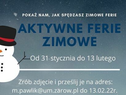 Plakat akcji "Aktywne Ferie Zimowe"