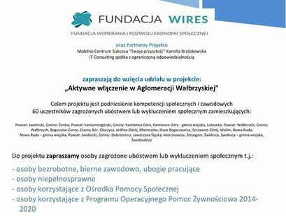 Bezpłatny projekt "Aktywne włączenie w Aglomeracji Wałbrzyskiej"