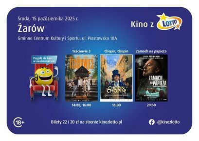 Zapraszamy na seanse filmowe do GCKIS Żarów