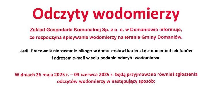 Odczyty wodomierzy 2025 r.}