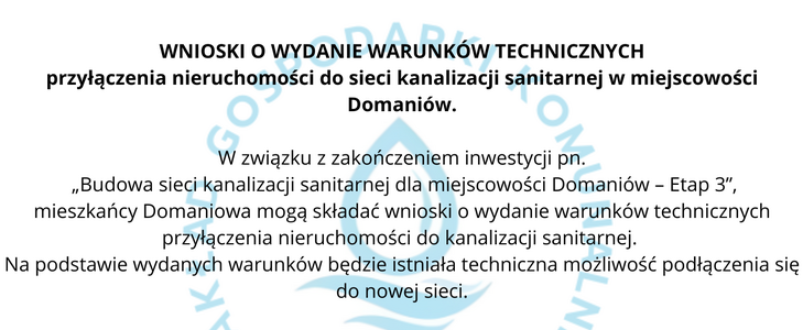 Przyłączenia do kanalizacji sanitarnej w Domaniowie}