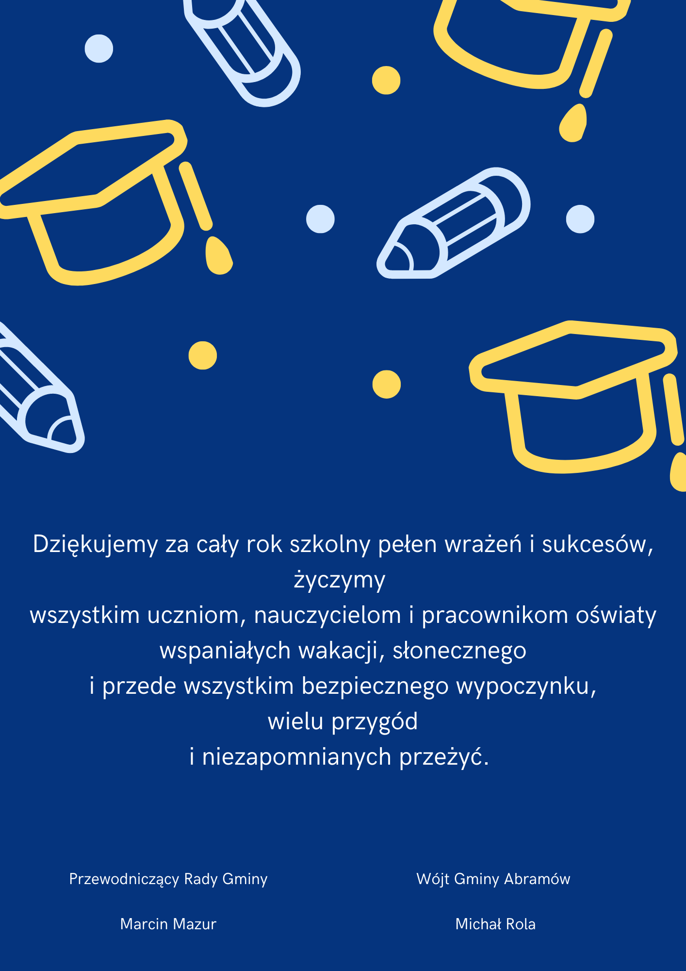 grafika z życzeniami na zakończenie roku szkolnego