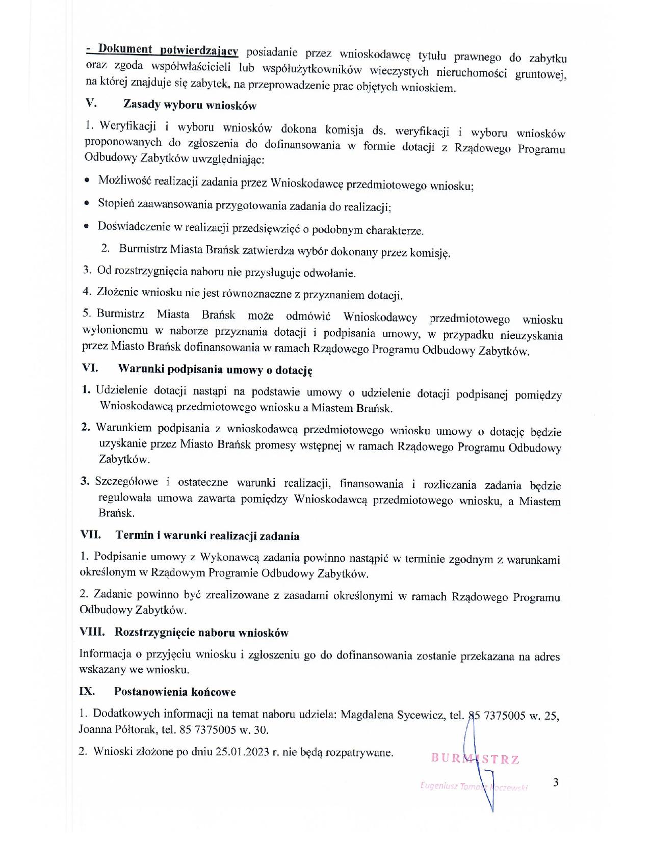 Ogłoszenie o naborze wniosków proponowanych do zgłoszenia do dofinansowania z Rządowego Programu Odbudowy Zabytków page 003