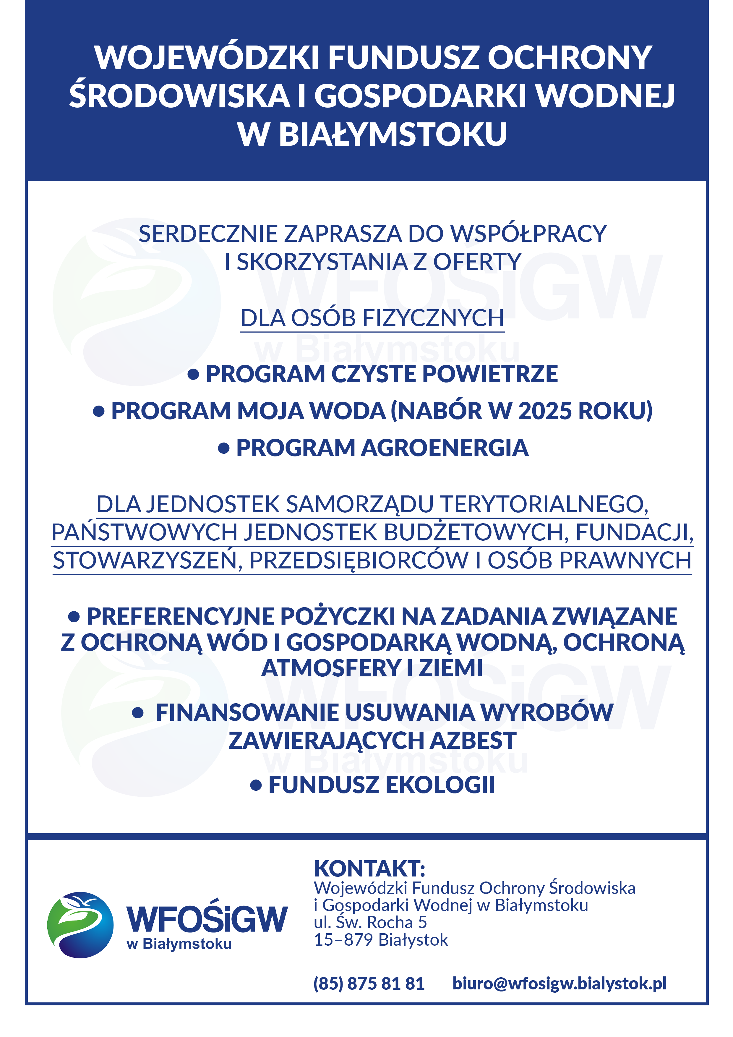 Plakat A4 programy WFOŚIGW w Białymstoku