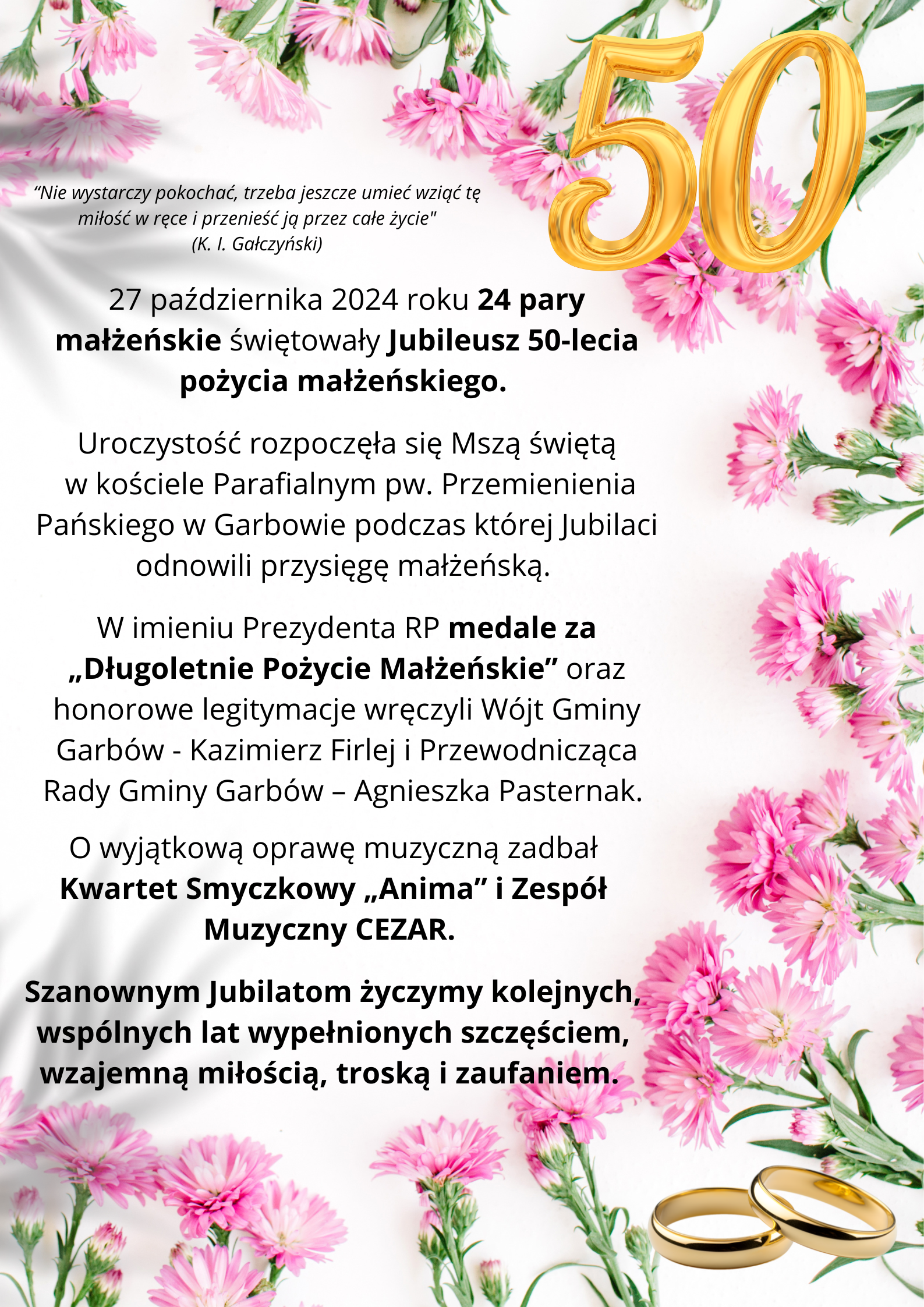 Jubileusz Złotych Godów 2024