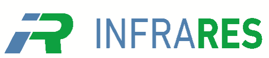Logo firmy Infrares z zieloną i niebieską czcionką na białym tle.