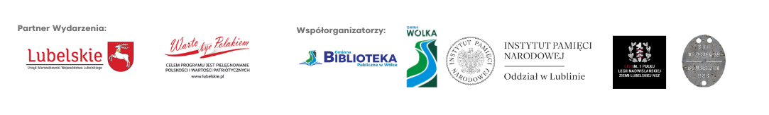 Zdjęcie przedstawia wiersz logo różnych organizacji i marek, w tym "Lubelskie", "Hotel Gołębiewski", "Biblioteka Narodowa" oraz instytucje kulturalne i edukacyjne.