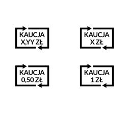 Na obrazku widoczne są cztery ikony przedstawiające strzałki z podpisami wyrażającymi kaucje: 