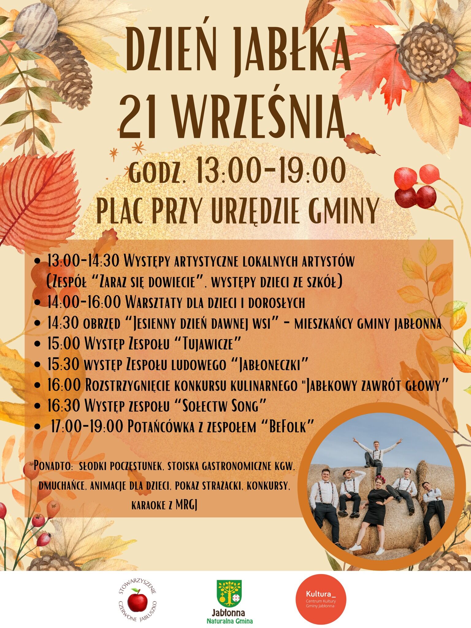 brązowy plakat z harmonogramem Dnia Jabłka