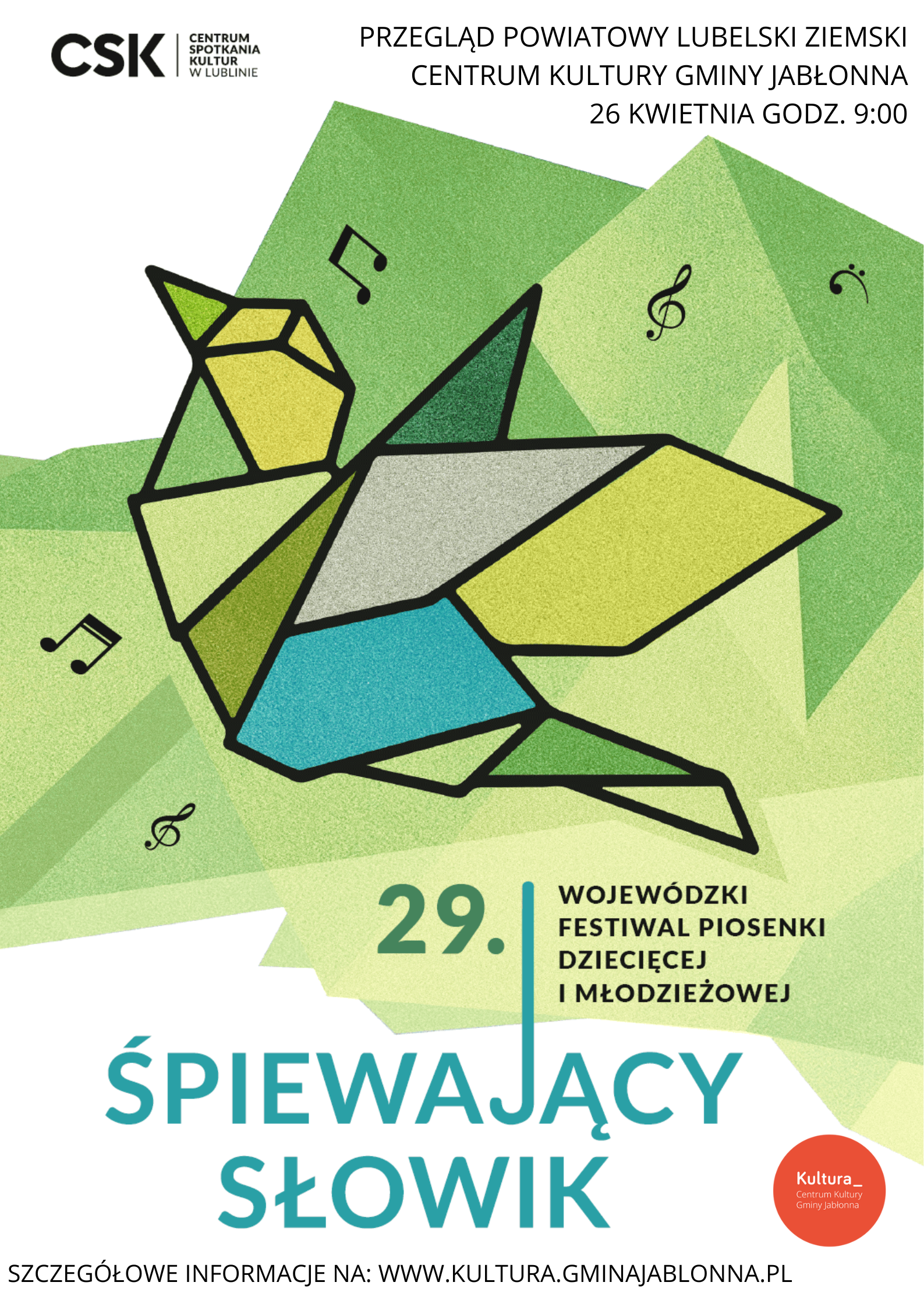 Plakat festiwalu śpiewający słowik