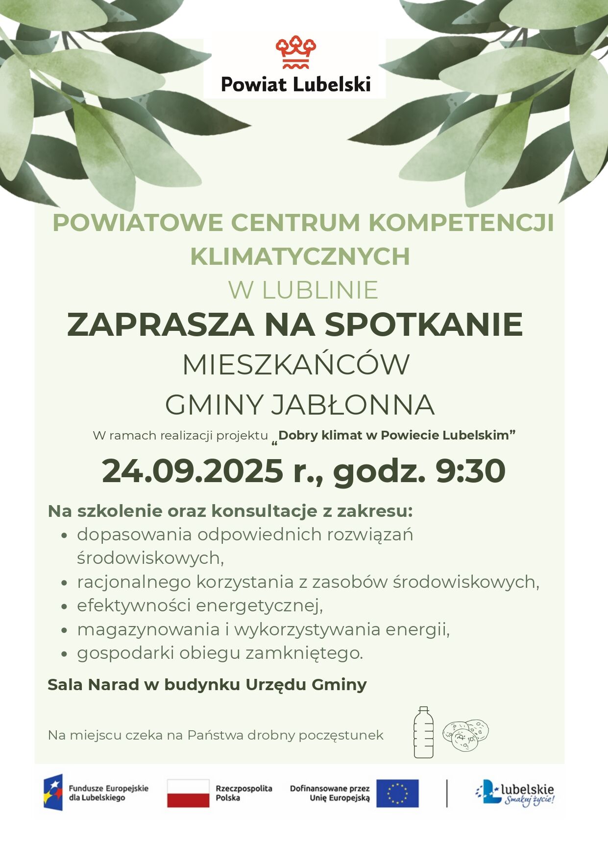 zielony plakat z opisem z tematyką szkolenia