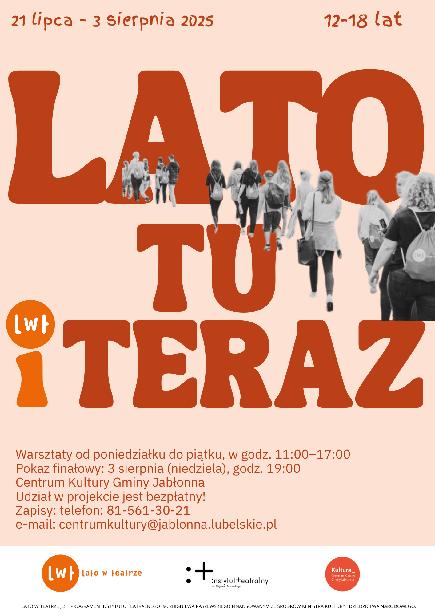 beżowy plakat z opisem projektu Lato tu i teraz