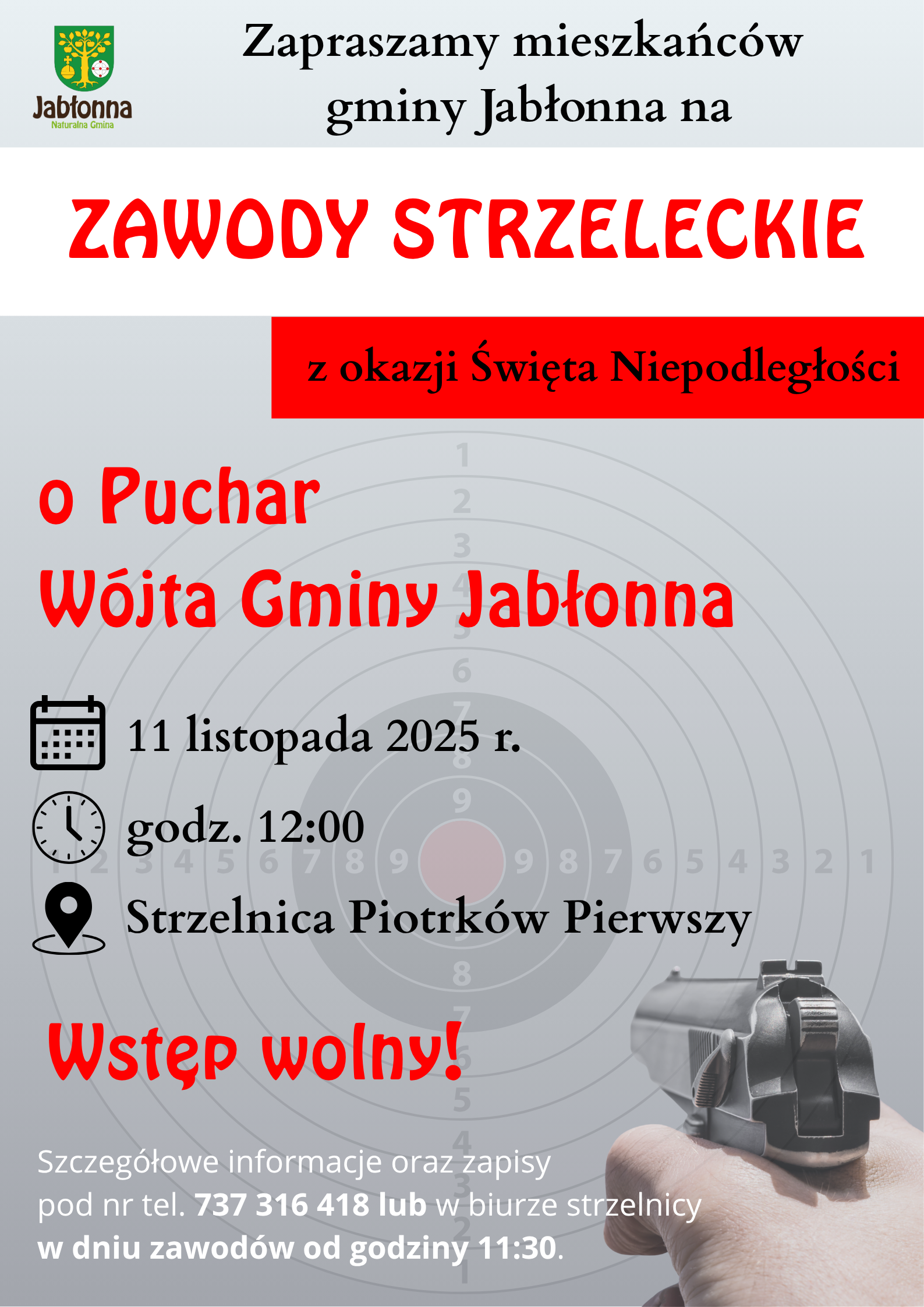 plakat z opisem zawodów strzeleckich
