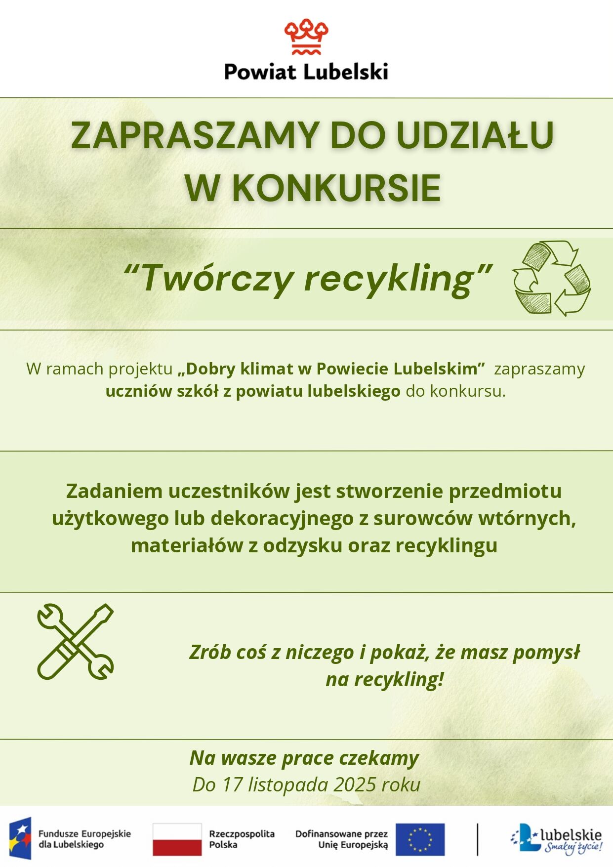 zielony plakat z opisem konkursu