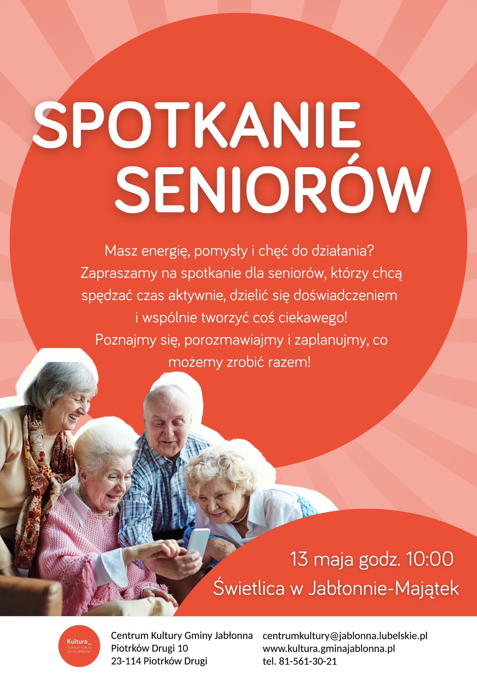 pomarańczowy plakat, zdjęcie seniorów