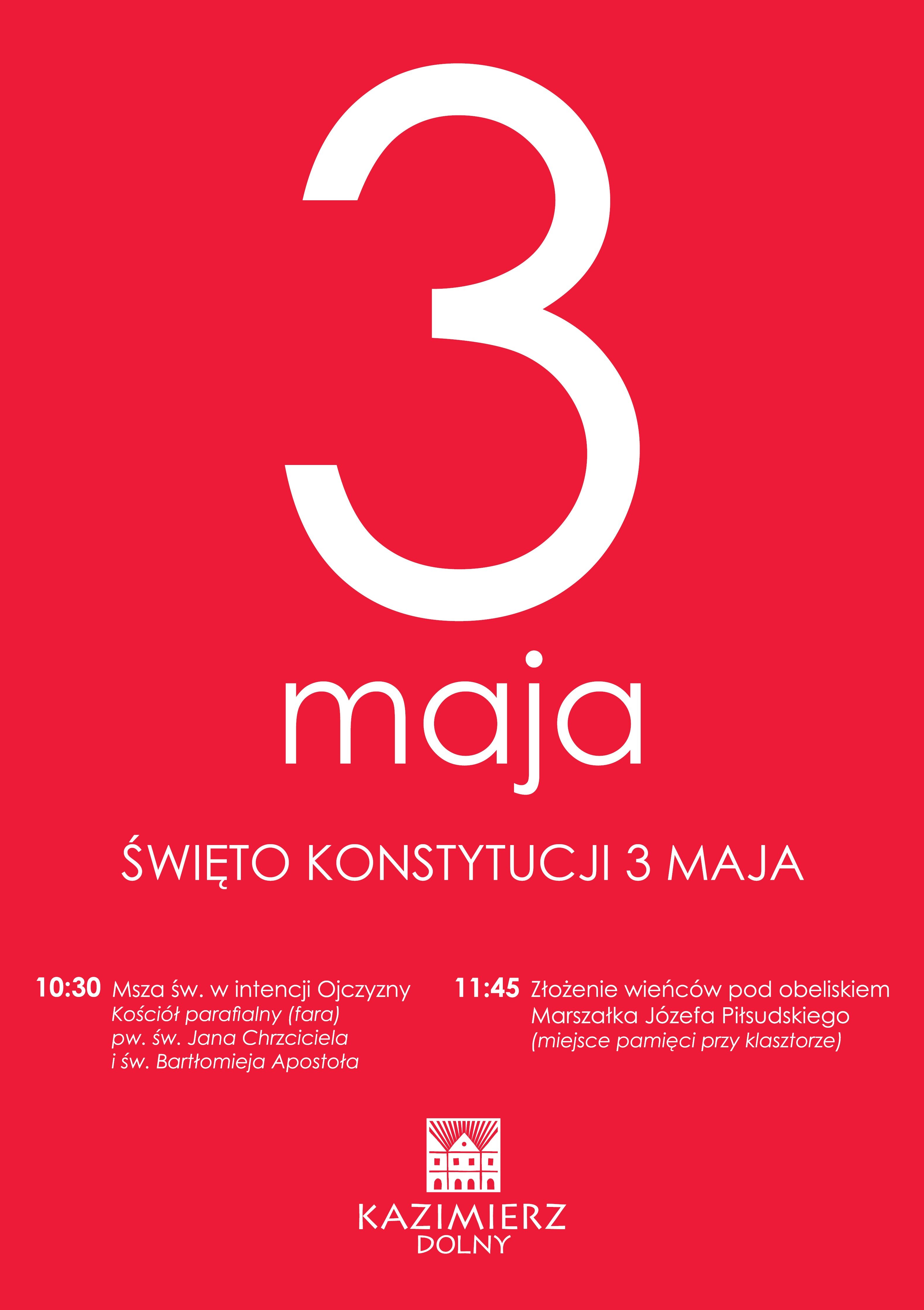 Plakat tekstowy z programem 3 maja