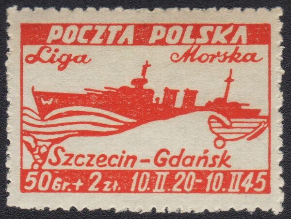 Znaczek Ligii wydany na część odzyskania przez Polskę dostępu do morza/wikipedia  domena publiczna