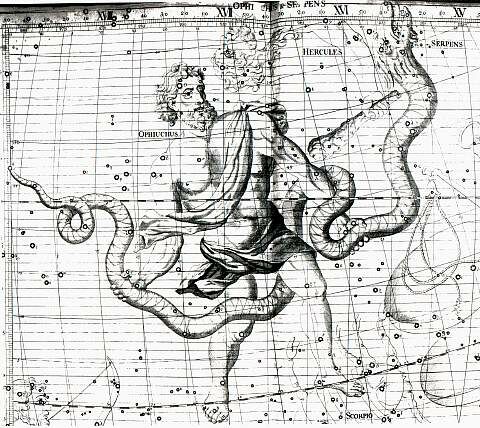 Wężownik z atlasu Johna Flamsteeda/wikipedia domena publiczna