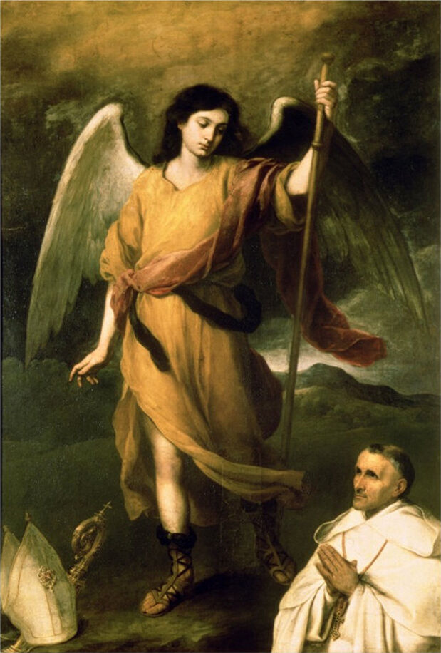 Archangel Raphael with Bishop Domonte/Bartolomé Esteban Murillo/wikipedia free domain