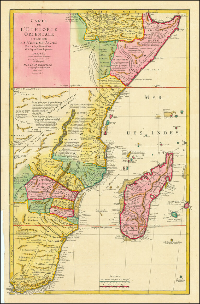Francuska mapa Madagaskaru z XVIII wieku/wikpedia, domena publiczna