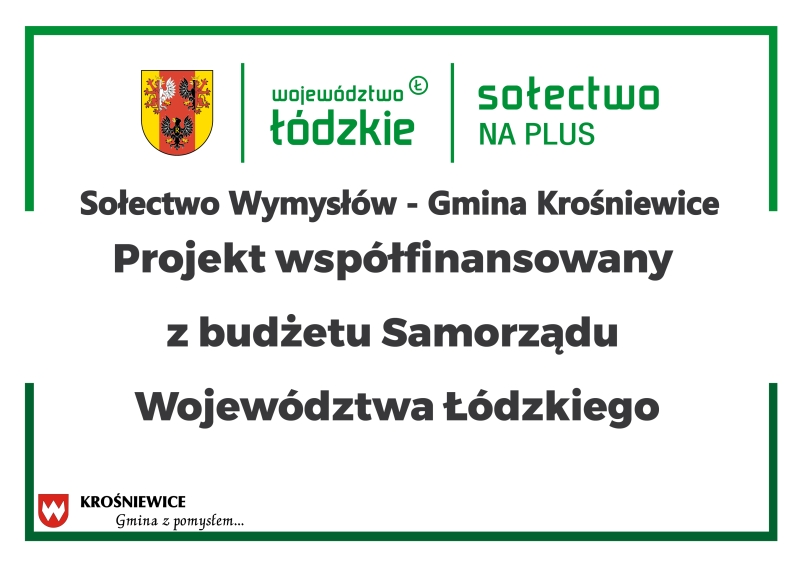 Tablica informacyjna - Sołectwo Wymysłów - Gmina Krośniewice - współfinansowane ze środków Województwa Łódzkiego
