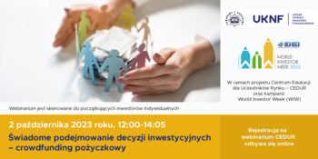 [Urząd KNF] Zaproszenie na webinarium CEDUR dla początkujących inwestorów indywidualnych - 2 października 2023 roku
