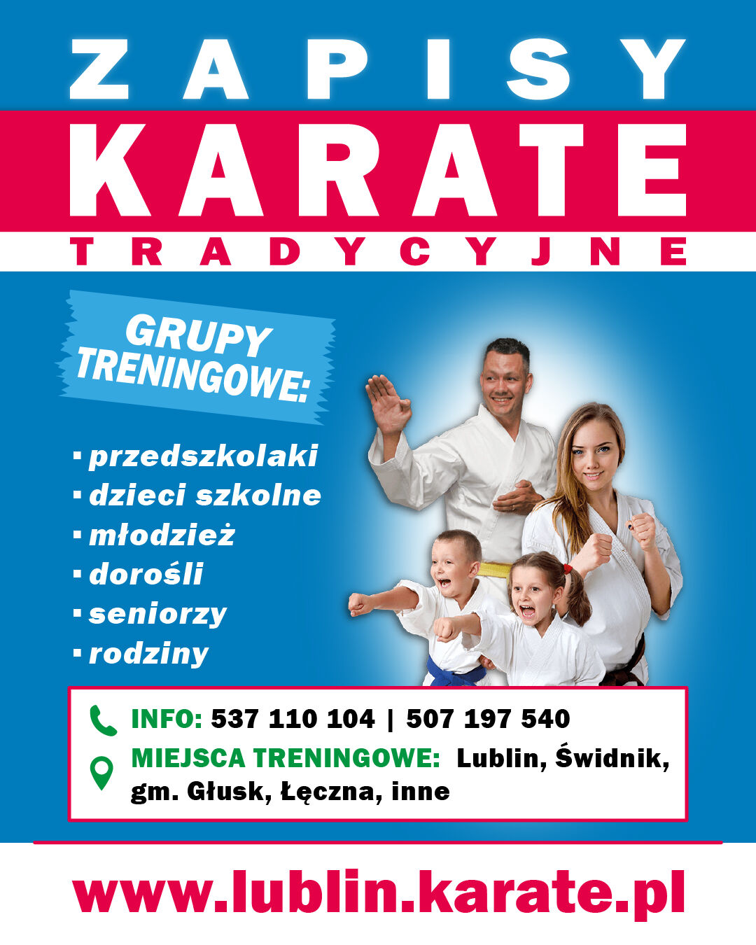 Plakat zajęc karate.