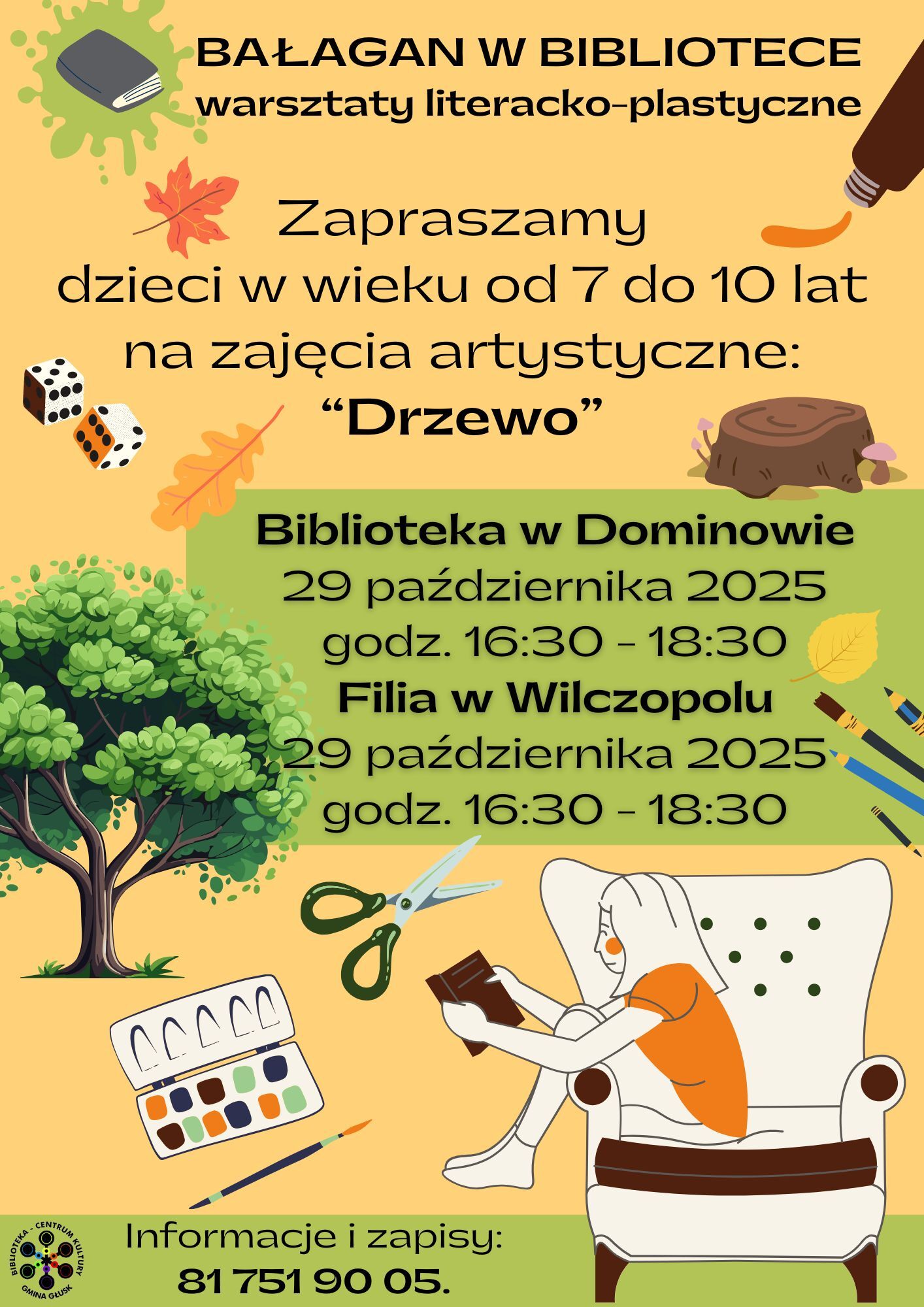 Plakat informujący o terminie najbliższego Bałaganu w Bibliotece.