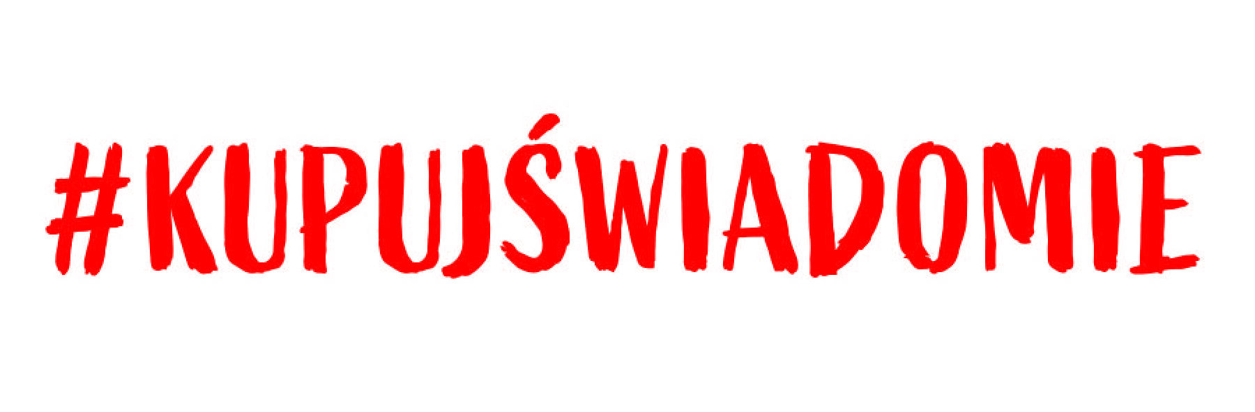 Czerwony napis na białym tle: