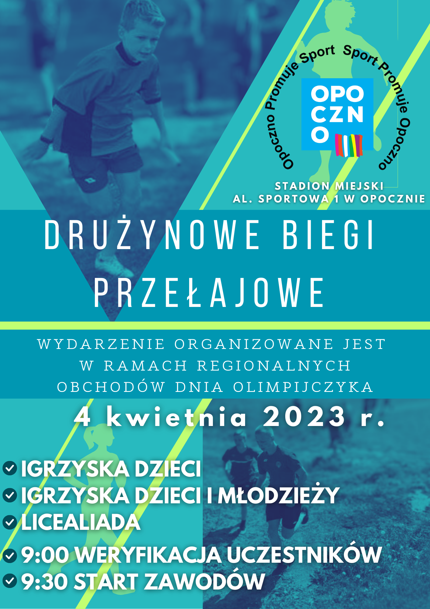 4 kwietnia 2023 r. na stadionie miejskim przy al. Sportowej 1 w Opocznie odbędą się Drużynowe Biegi Przełajowe. Wydarzenie organizowane jest w ramach Regionalnych Obchodów Dnia Olimpijczyka.