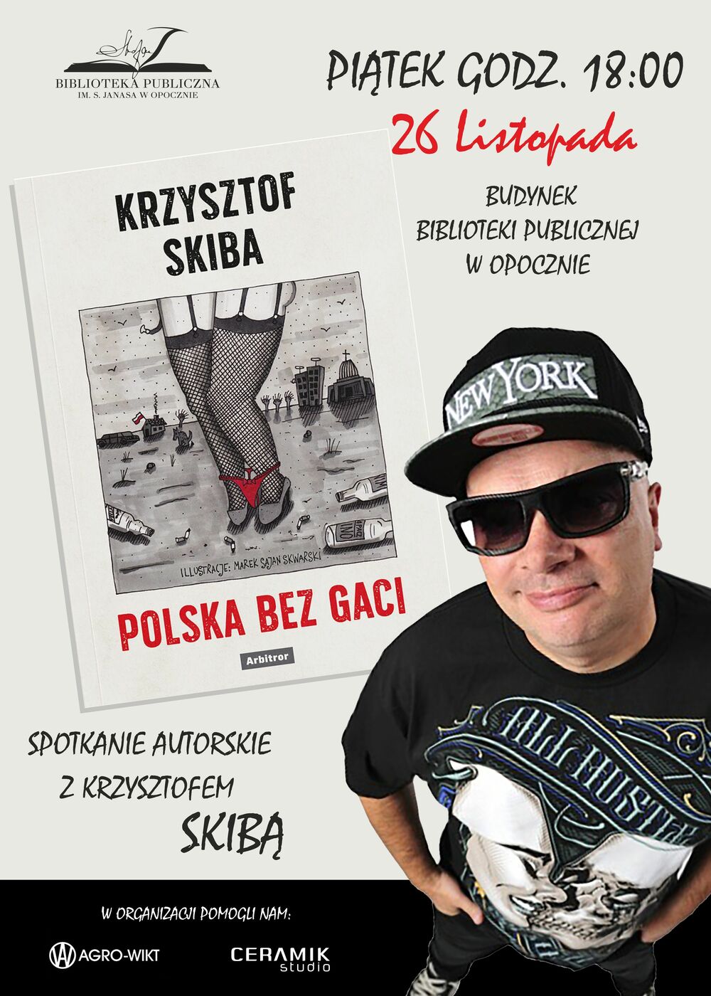 plakat spotkanie autorski z Krzysztofem Skibą