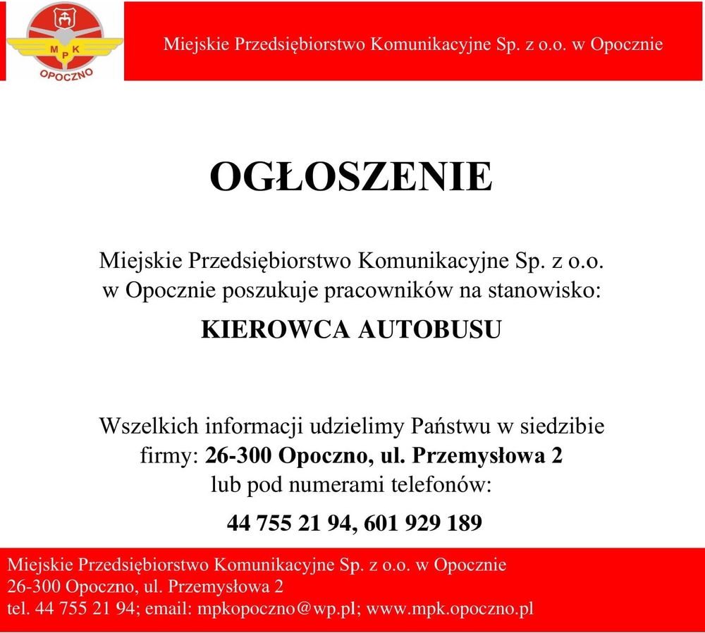 ogłoszenie MPK