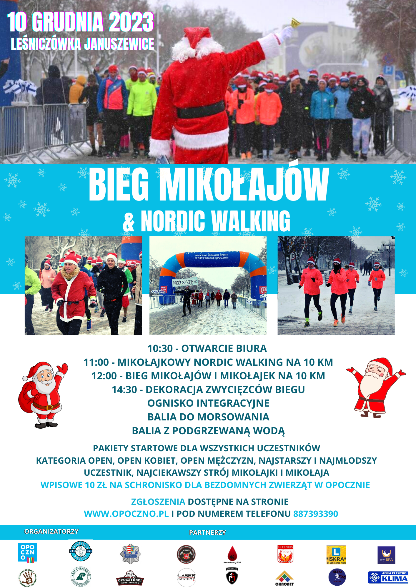 Burmistrz Opoczna Dariusz Kosno zaprasza na Bieg Mikołajów & Nordic Walking. Wydarzenie odbędzie się 10 grudnia 2023 r. na Leśniczówce 