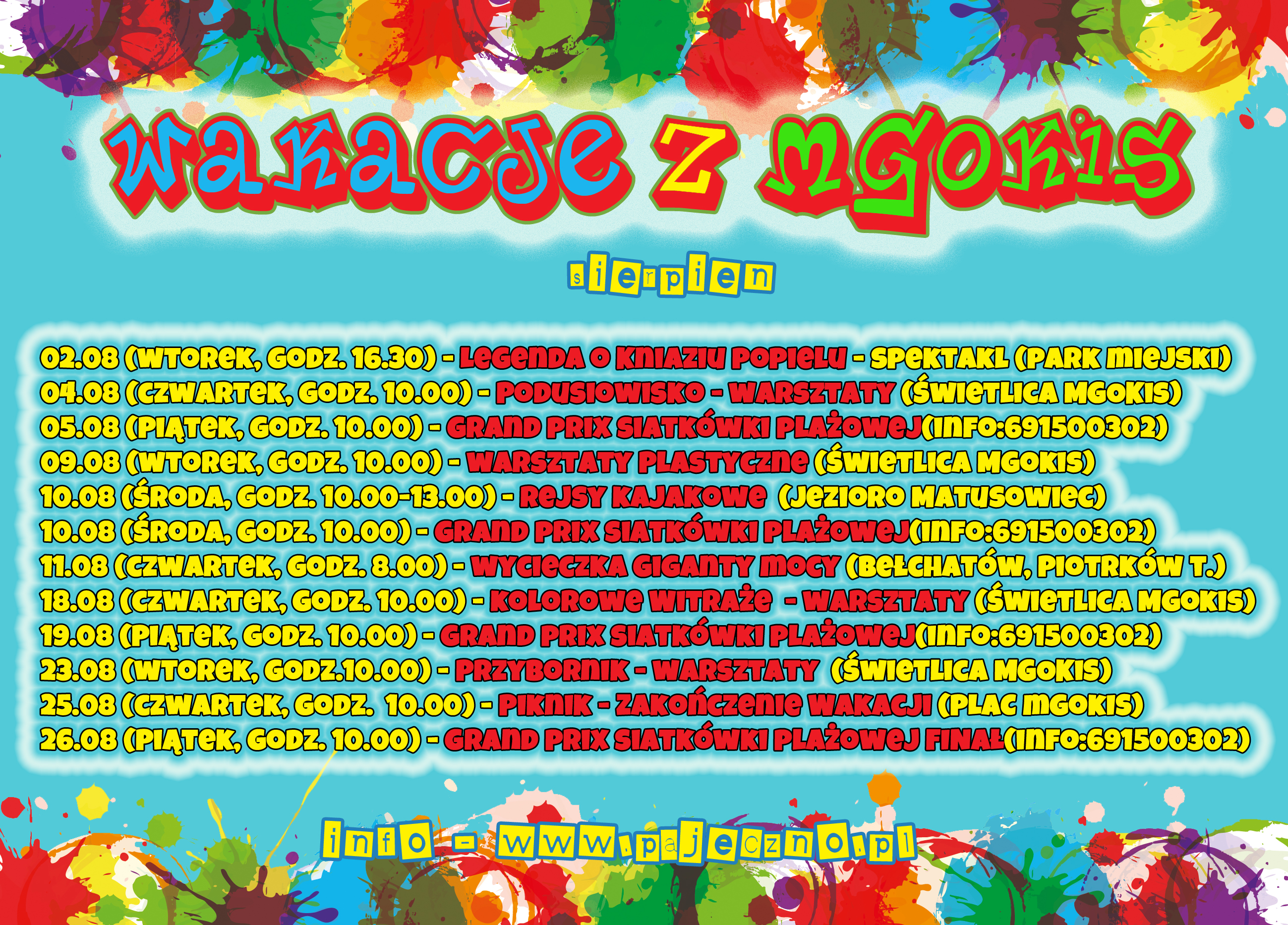 Wakacje z MGOKiS – sierpień 2016